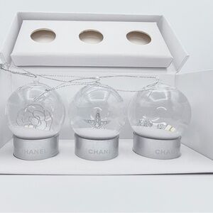 CHANEL Silver Mini Snow Globe Ornaments - GIFT WITH PURCHASE, not sold in stores